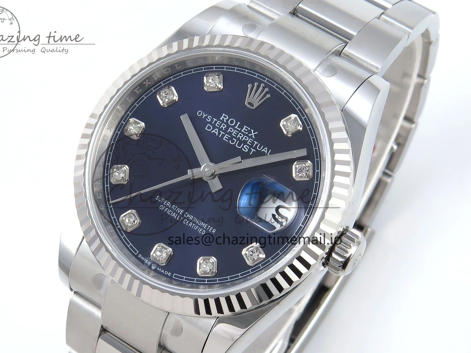 0108 DateJust 36 126234 EWEF Best Edition Blue Diamonds Dial on Oyster Bracelet A Resilient 695